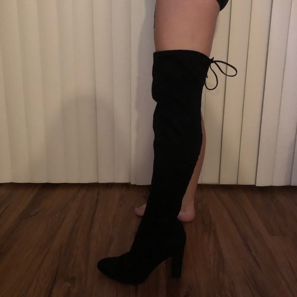 NWOT Over the knee black heels